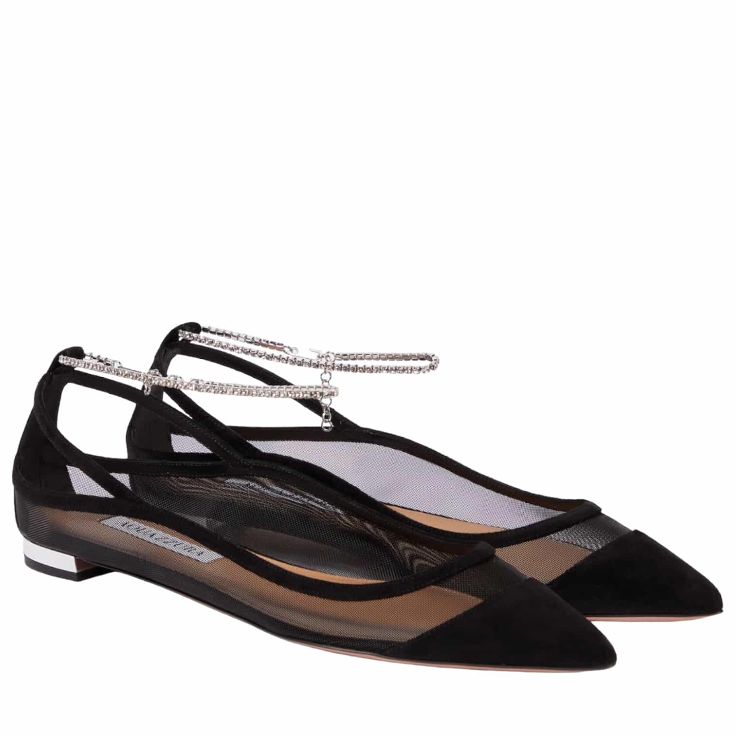 Aquazzura Secret Affair suede-trimmed ballet flats